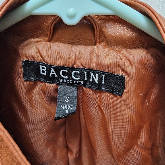 Baccini Women's Moto Biker Faux Leather Full Zip Jacket Burnt Orange Size Small - Picture 5 of 7